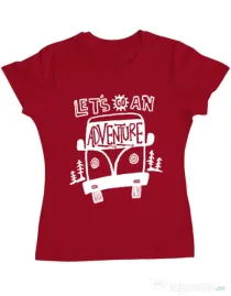Tricou ADLER dama Lets Go an Adventure Rosu