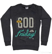 Bluza ADLER dama Thank GOD its Friday Negru melanj