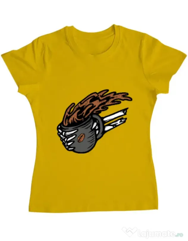 Tricou ADLER dama Coffee First Galben
