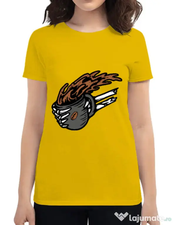 Tricou ADLER dama Coffee First Galben