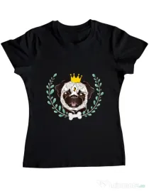 Tricou ADLER dama King Of Pug Negru