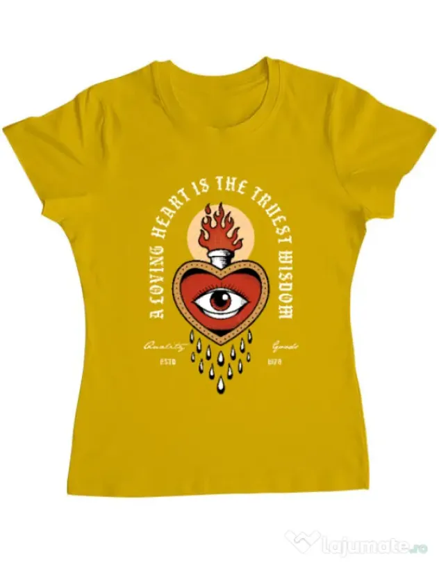 Tricou ADLER dama Burning Heart Galben