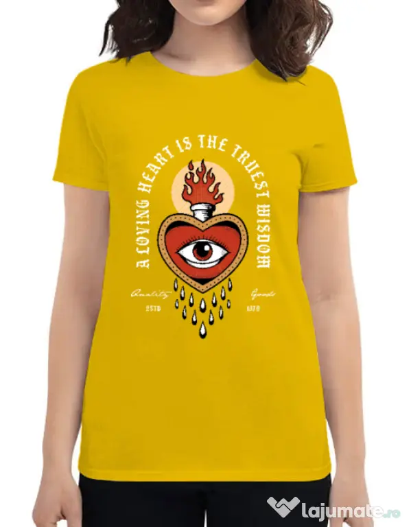 Tricou ADLER dama Burning Heart Galben