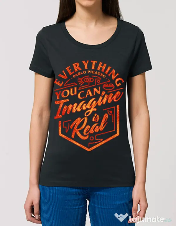 Tricou STANLEY STELLA dama Everything You Can Imagine is Real Negru