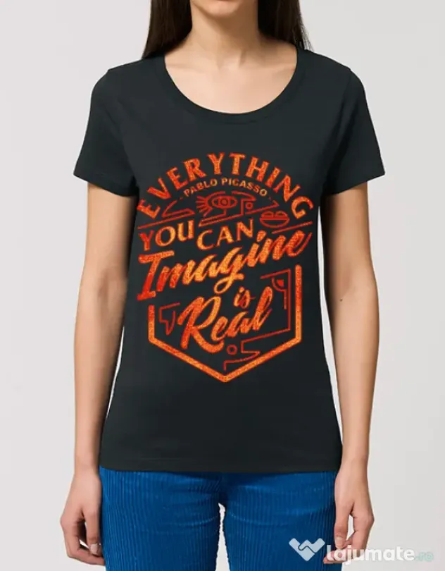Tricou STANLEY STELLA dama Everything You Can Imagine is Real Negru