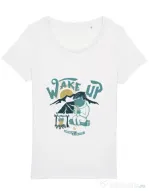 Tricou STANLEY STELLA dama Wake up and drink a coffee Alb