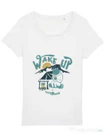 Tricou STANLEY STELLA dama Wake up and drink a coffee Alb