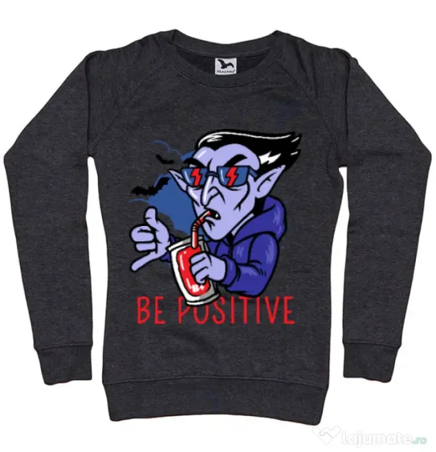 Bluza ADLER dama Be positive Negru melanj