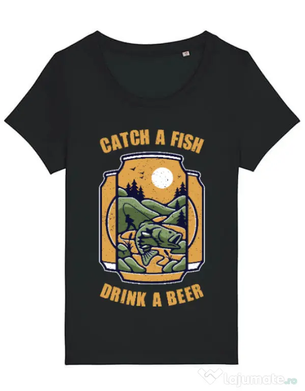 Tricou STANLEY STELLA dama Catch a fish Negru