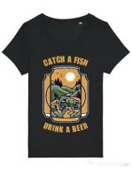 Tricou STANLEY STELLA dama Catch a fish Negru