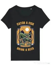 Tricou STANLEY STELLA dama Catch a fish Negru
