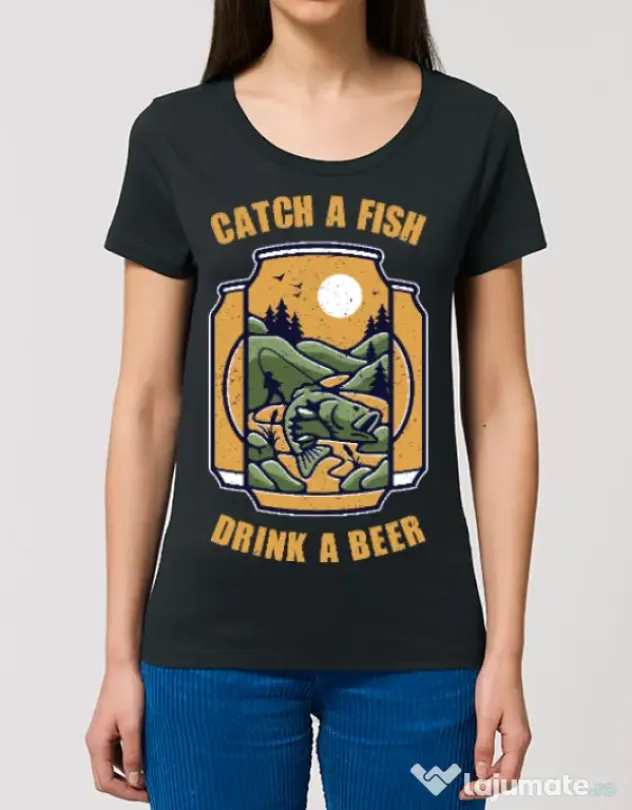 Tricou STANLEY STELLA dama Catch a fish Negru