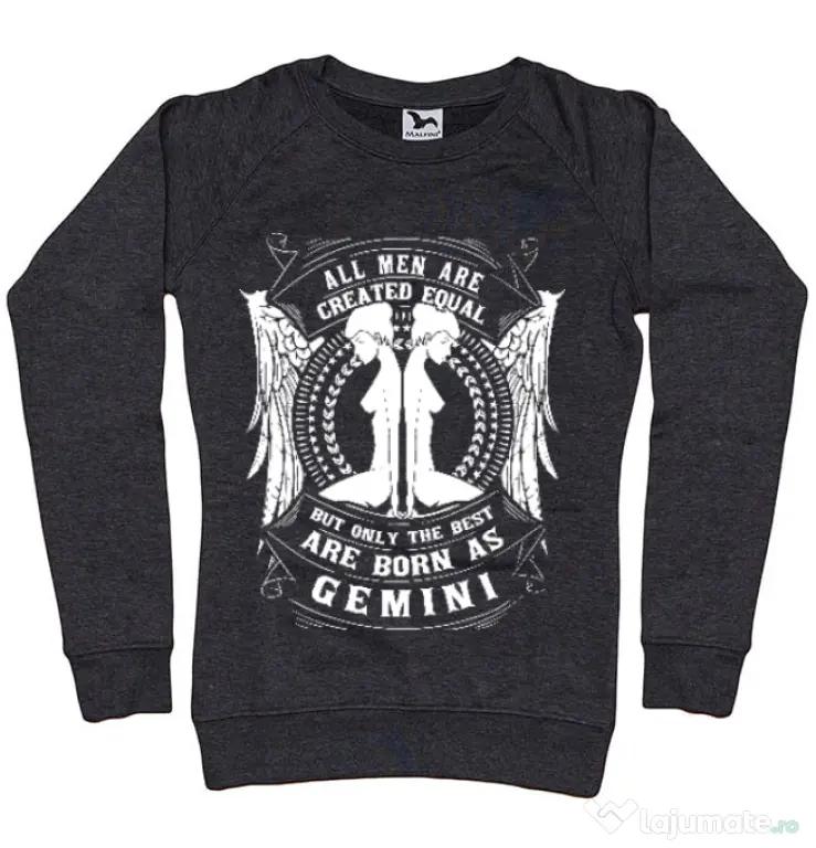 Bluza ADLER dama The best men are born as Gemini Negru melanj