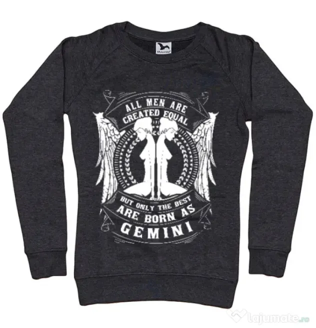 Bluza ADLER dama The best men are born as Gemini Negru melanj