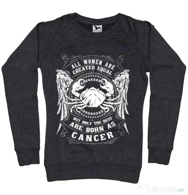 Bluza ADLER dama The best women are born as Cancer Negru melanj