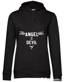 Hoodie dama cu gluga Angel or devil Negru
