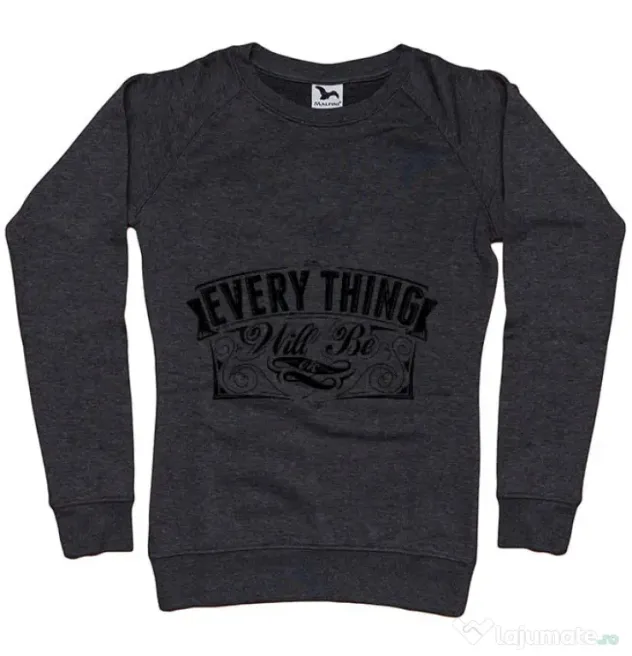 Bluza ADLER dama Everything will be ok Negru melanj
