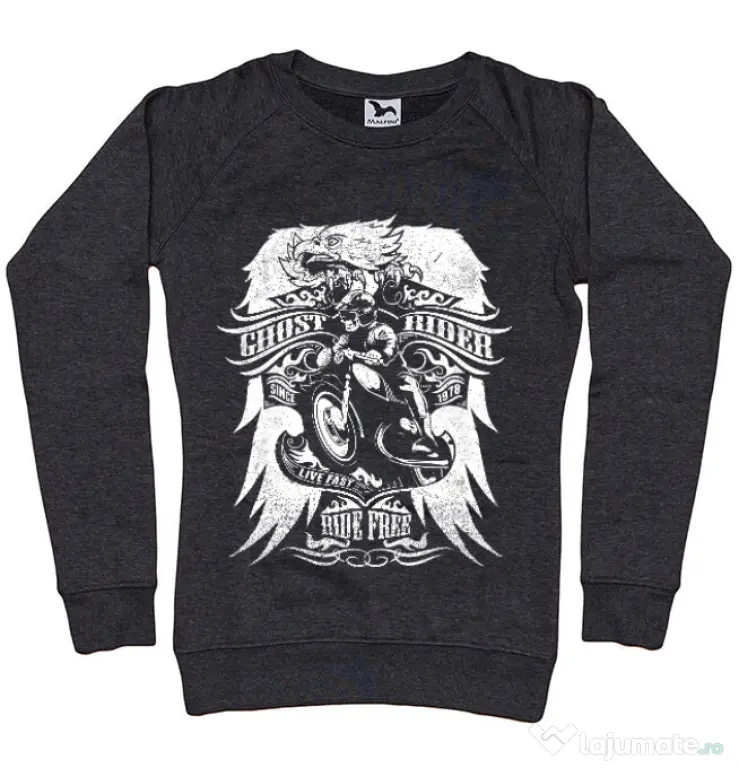 Bluza ADLER dama Ghost rider Negru melanj