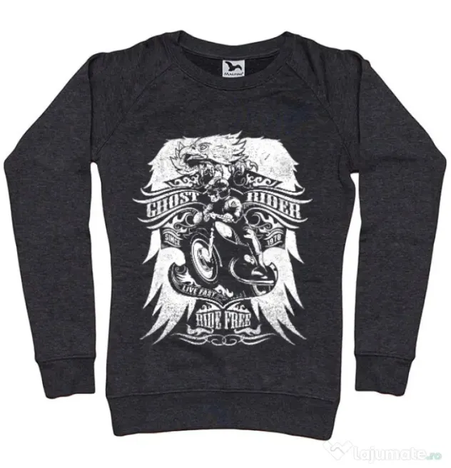 Bluza ADLER dama Ghost rider Negru melanj