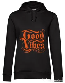 Hoodie dama cu gluga Good vibes Negru