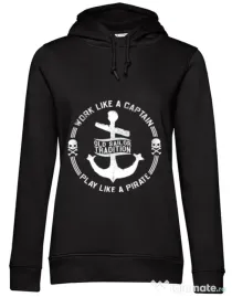 Hoodie dama cu gluga Old sailor tradition Negru