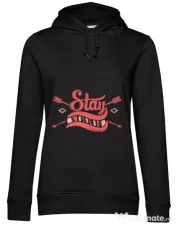Hoodie dama cu gluga Stay wild Negru