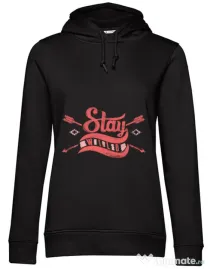 Hoodie dama cu gluga Stay wild Negru