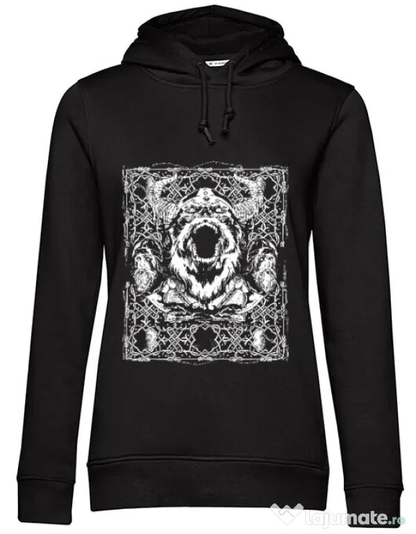 Hoodie dama cu gluga Viking rage Negru