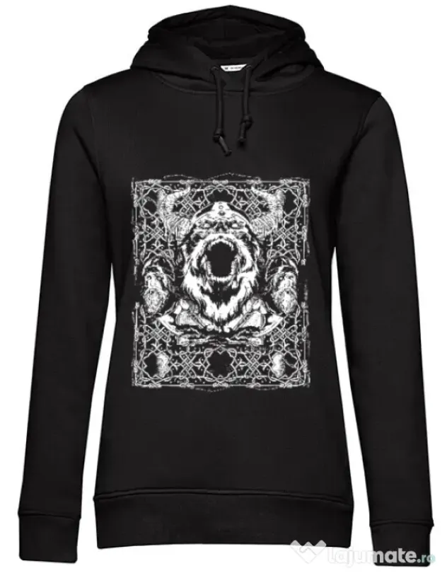 Hoodie dama cu gluga Viking rage Negru