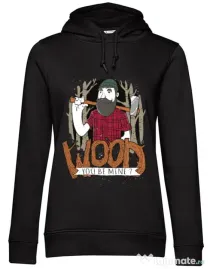 Hoodie dama cu gluga Wood you be mine Negru