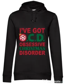 Hoodie dama cu gluga Obsessive Christmas Disorder Negru
