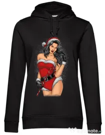 Hoodie dama cu gluga Sexy Santa Girl Negru