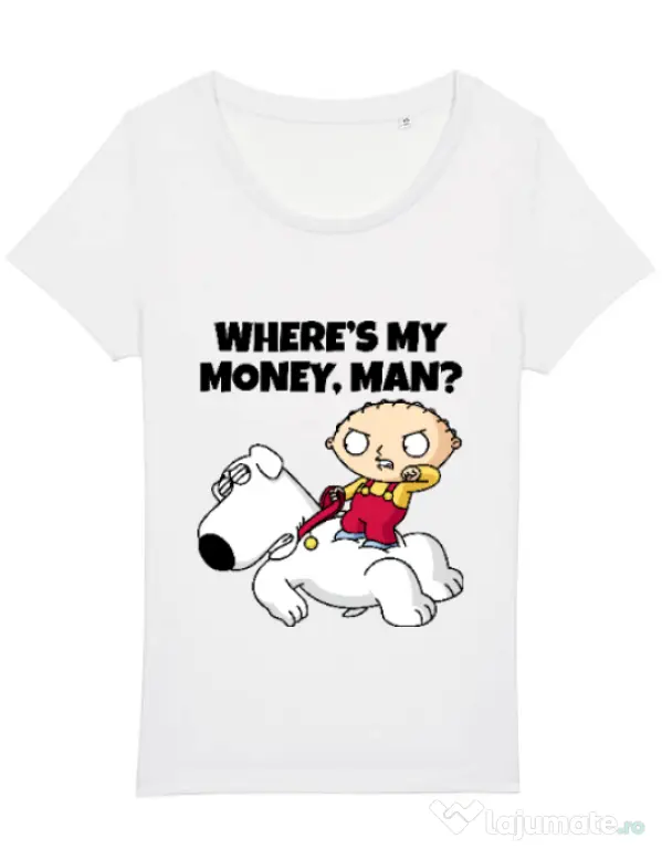 Tricou STANLEY STELLA dama Where s my money Alb