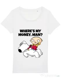 Tricou STANLEY STELLA dama Where s my money Alb
