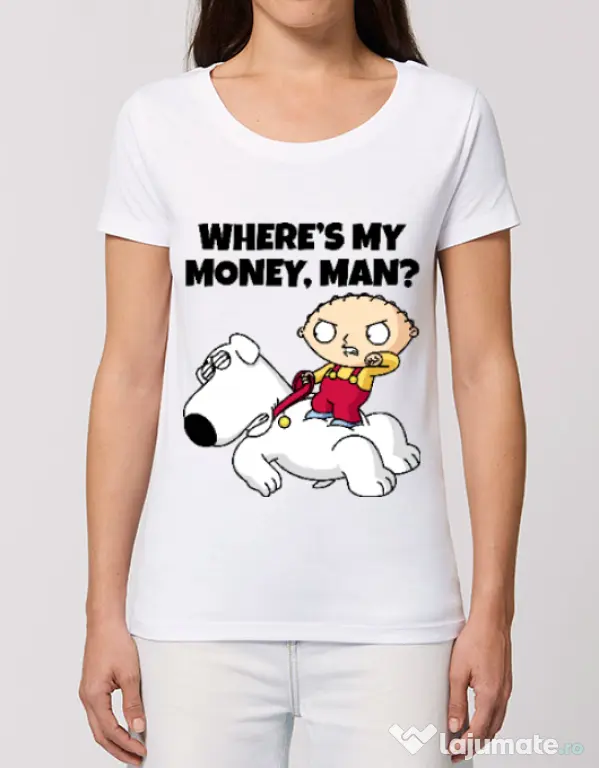 Tricou STANLEY STELLA dama Where s my money Alb