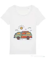 Tricou STANLEY STELLA dama Retro travel van Alb