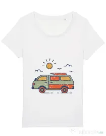 Tricou STANLEY STELLA dama Retro travel van Alb