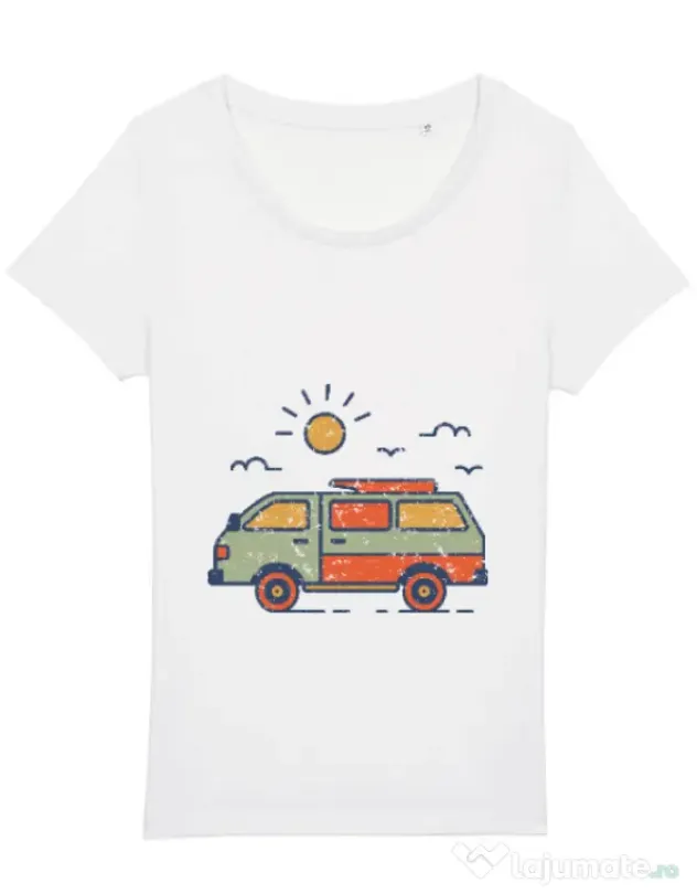 Tricou STANLEY STELLA dama Retro travel van Alb