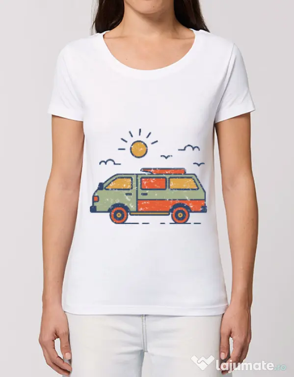 Tricou STANLEY STELLA dama Retro travel van Alb