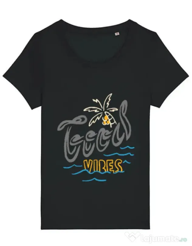Tricou STANLEY STELLA dama Cool vibes typo Negru