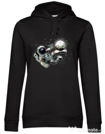 Hoodie dama cu gluga Football kick Negru