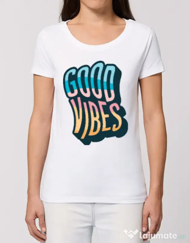 Tricou STANLEY STELLA dama Good vibes Alb