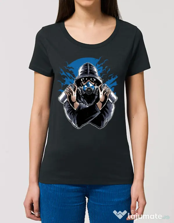 Tricou STANLEY STELLA dama Graffiti gas mask Negru