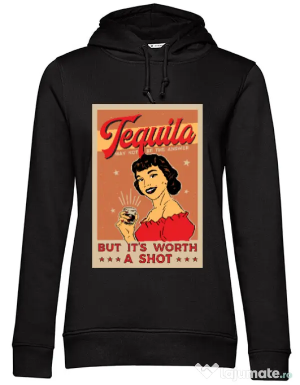 Hoodie dama cu gluga Worth a shot Negru