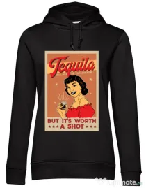 Hoodie dama cu gluga Worth a shot Negru
