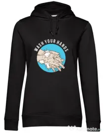 Hoodie dama cu gluga Wash your hands 2 Negru