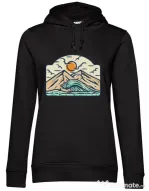 Hoodie dama cu gluga Mountain and wave Negru