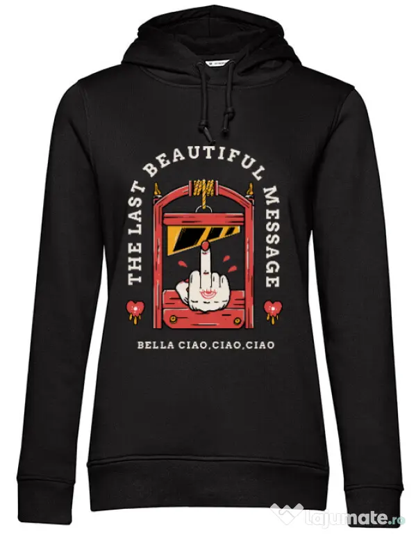 Hoodie dama cu gluga The last message Negru
