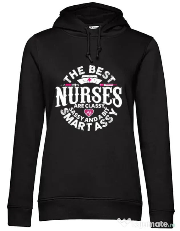 Hoodie dama cu gluga Best nurses Negru
