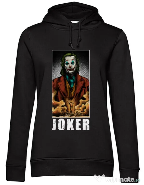 Hoodie dama cu gluga Joker flames Negru